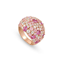 Load image into Gallery viewer, MOSAICA WIDE RING 241601/011 ROSE GOLD WITH PINK & WHITE CZ