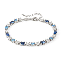 Load image into Gallery viewer, MOSAICA BRACELET 241602/010 SILVER, WHITE & BLUE CZ