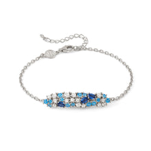 Load image into Gallery viewer, MOSAICA BRACELET 241603/010 SILVER, WHITE & BLUE CZ CLUSTER
