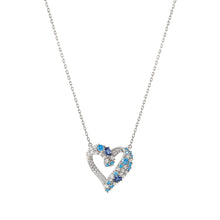 Load image into Gallery viewer, MOSAICA NECKLACE 241604/010 SILVER, WHITE & BLUE CZ HEART