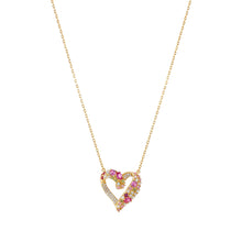 Load image into Gallery viewer, MOSAICA NECKLACE 241604/012 GOLD, PINK & GREEN CZ HEART
