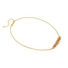 Load image into Gallery viewer, MOSAICA NECKLACE 241605/012 GOLD, PINK & GREEN CZ CLUSTER