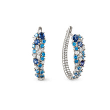 Load image into Gallery viewer, MOSAICA EARRINGS 241607/010 SILVER & BLUE CZ OVAL HOOP