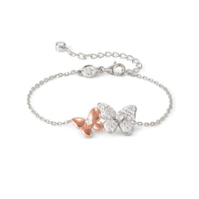 Load image into Gallery viewer, SWEETMADAME SILVER & ROSE GOLD BRACELET 242006/041 TWIN BUTTERFLY WHITE CZ