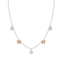 Load image into Gallery viewer, SWEETMADAME SILVER & ROSE GOLD NECKLACE 242011/051 NATURE CZ PENDANTS