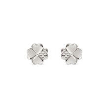 Load image into Gallery viewer, PETIT SPARKLE STUDS 242304/001 STERLING SILVER FOUR LEAF CLOVER WITH CZ