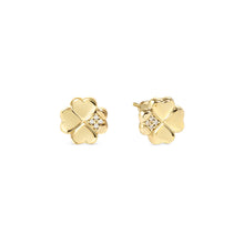 Load image into Gallery viewer, PETIT SPARKLE STUDS 242304/003 GOLD FOUR LEAF CLOVER WITH CZ