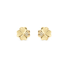 Load image into Gallery viewer, PETIT SPARKLE STUDS 242304/003 GOLD FOUR LEAF CLOVER WITH CZ