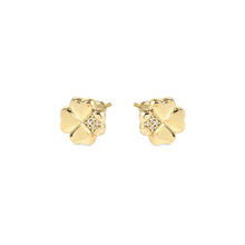 Load image into Gallery viewer, PETIT SPARKLE STUDS 242304/003 GOLD FOUR LEAF CLOVER WITH CZ