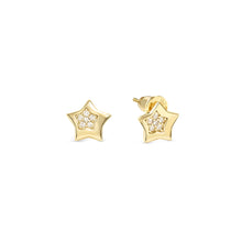 Load image into Gallery viewer, PETIT SPARKLE STUDS 242304/009 GOLD STAR WITH CZ