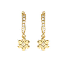 Load image into Gallery viewer, PETIT SPARKLE EARRINGS 242305/012 GOLD FLOWER CZ HOOPS