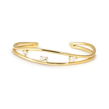 Load image into Gallery viewer, MY REBEL ART BRACELET 242804/012 OPEN GOLD BANGLE & WHITE CZ