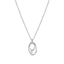 Load image into Gallery viewer, MY REBEL ART NECKLACE 242806/053 ORGANIC SILVER OVAL & WHITE CZ