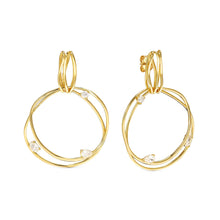 Load image into Gallery viewer, MY REBEL ART EARRINGS 242812/012 ORGANIC GOLD CIRCLE & WHITE CZ
