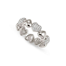 Load image into Gallery viewer, PRECIOUS MOVES RING 243201/004 SILVER HEARTS PAVÉ CZ