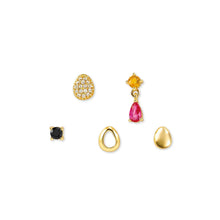 Load image into Gallery viewer, PRECIOUS MOVES EARRINGS 243216/055 GOLD MIXED STUDS CZ