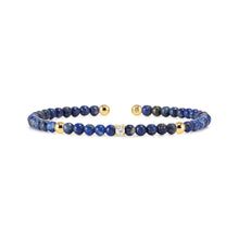 Load image into Gallery viewer, SIREN DREAM OPEN BANGLE 243309/004 GOLD, LAPIS LAZULI & WHITE CZ