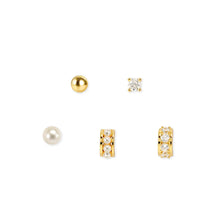 Load image into Gallery viewer, SIREN DREAM EARRINGS 243323/065 WHITE CZ & PEARL STUD SET IN GOLD