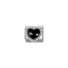 Load image into Gallery viewer, COMPOSABLE CLASSIC LINK 330204/38 BLACK HEART IN 925 SILVER & ENAMEL