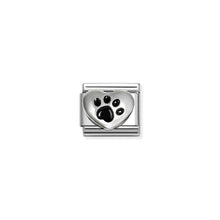 Load image into Gallery viewer, COMPOSABLE CLASSIC LINK 330204/51 BLACK PAW HEART IN SILVER