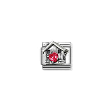 Load image into Gallery viewer, COMPOSABLE CLASSIC LINK 330327/32 HOUSE WITH RED CZ HEART IN SILVER