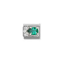 Load image into Gallery viewer, COMPOSABLE CLASSIC LINK 330329/03 WHITE & GREEN CZ TEARDROP IN SILVER