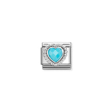Load image into Gallery viewer, COMPOSABLE CLASSIC LINK 330605/039 FACETED TURQUOISE CZ HEART IN 925 SILVER
