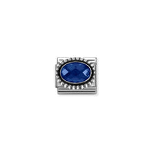 Load image into Gallery viewer, COMPOSABLE CLASSIC LINK 330607/007 OVAL FACETED DARK BLUE CZ IN 925 SILVER