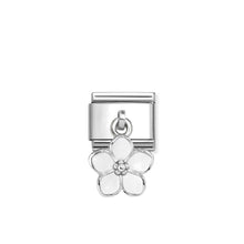 Load image into Gallery viewer, COMPOSABLE CLASSIC LINK 331805/22 WHITE FLOWER PENDANT CHARM IN SILVER