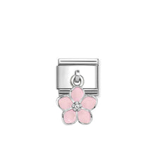 Load image into Gallery viewer, COMPOSABLE CLASSIC LINK 331805/23 PINK FLOWER PENDANT CHARM IN SILVER