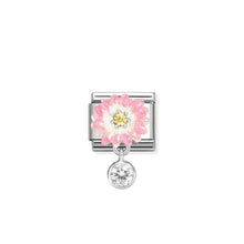 Load image into Gallery viewer, COMPOSABLE CLASSIC LINK 331814/09 PINK FLOWER AND ROUND CZ CHARM IN 925 SILVER