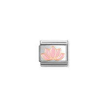 Load image into Gallery viewer, COMPOSABLE CLASSIC LINK 430202/44 PINK LOTUS IN 9K ROSE GOLD & ENAMEL
