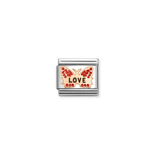 Load image into Gallery viewer, COMPOSABLE CLASSIC LINK 430202/47 RED LOVE BUTTERFLY IN 9K ROSE GOLD