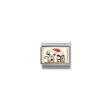 Load image into Gallery viewer, COMPOSABLE CLASSIC LINK 430204/07 PUPPY WITH SANTA HAT & GIFT IN 9K ROSE GOLD