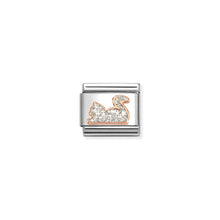 Load image into Gallery viewer, COMPOSABLE CLASSIC LINK 430205/33 SILVER GLITTER CAT IN 9K ROSE GOLD