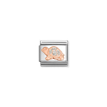 Load image into Gallery viewer, COMPOSABLE CLASSIC LINK 430205/34 SILVER GLITTER TURTLE IN 9K ROSE GOLD