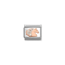 Load image into Gallery viewer, COMPOSABLE CLASSIC LINK 430205/39 SILVER GLITTER UNICORN IN 9K ROSE GOLD