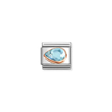Load image into Gallery viewer, COMPOSABLE CLASSIC LINK 430605/006 TEAR DROP LEFT 9K ROSE GOLD & LIGHT BLUE CZ