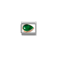Load image into Gallery viewer, COMPOSABLE CLASSIC LINK 430606/004 TEAR DROP RIGHT 9K ROSE GOLD & GREEN CZ