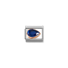 Load image into Gallery viewer, COMPOSABLE CLASSIC LINK 430606/007 TEAR DROP RIGHT 9K ROSE GOLD & DARK BLUE CZ