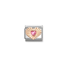 Load image into Gallery viewer, COMPOSABLE CLASSIC LINK 4306010/003 HEART ETCHED DETAIL IN 9K ROSE GOLD & PINK CZ HEART