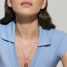 Load image into Gallery viewer, DAYTONIGHT SILVER NECKLACE 242104/003 TONAL PINK CZ PENDANT