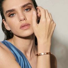 Load image into Gallery viewer, PRETTY BANGLES 029516/7/8/045 ROSE GOLD WITH BLUE CZ