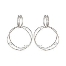 Load image into Gallery viewer, MY REBEL ART EARRINGS 242812/010 ORGANIC SILVER CIRCLE & WHITE CZ
