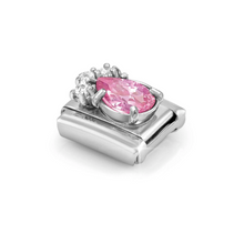 Load image into Gallery viewer, COMPOSABLE CLASSIC LINK 330329/08 WHITE & PINK CZ TEARDROP IN SILVER