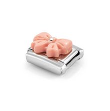 Load image into Gallery viewer, COMPOSABLE CLASSIC LINK 330509/21 BOW WITH PINK STONE IN 925 SILVER