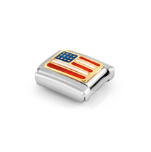 Load image into Gallery viewer, COMPOSABLE CLASSIC LINK 030235/04 USA FLAG IN 18K GOLD AND ENAMEL