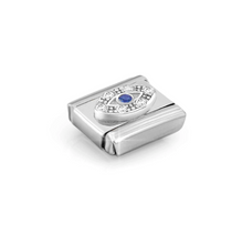 Load image into Gallery viewer, COMPOSABLE CLASSIC LINK 330304/43 EYE WITH WHITE & BLUE CZ IN SILVER