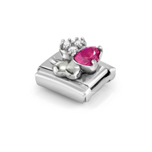 Load image into Gallery viewer, COMPOSABLE CLASSIC LINK 330322/11 CLOVER WITH WHITE & RED CZ IN SILVER