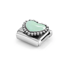 Load image into Gallery viewer, COMPOSABLE CLASSIC LINK 330204/35 PASTEL GREEN HEART IN 925 SILVER & ENAMEL